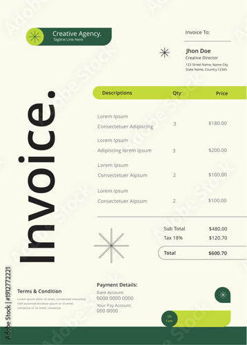 Green and Black Geometric Invoice