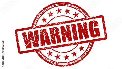 Warning red stamp with grunge texture