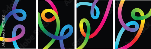 Vibrant multicolor swirling patterns on black background