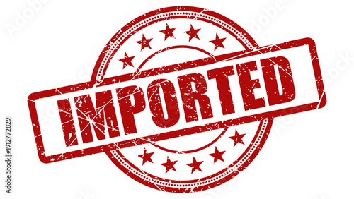 Imported red stamp with grunge texture