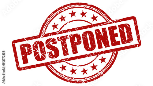 Postponed red stamp with grunge texture