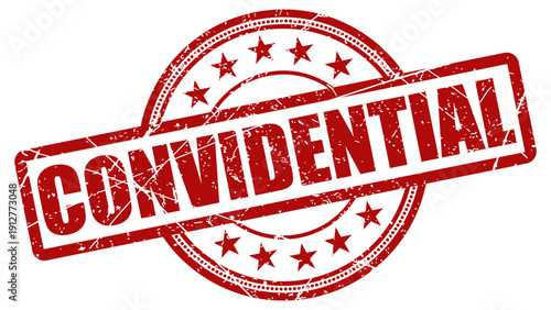 Convidential red stamp with grunge texture