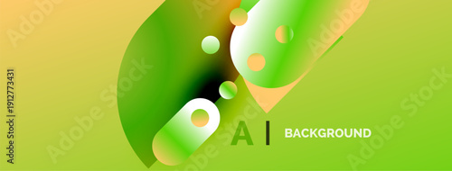 Abstract green yellow gradient. Bubbles float, creating dynamic visual effect. Text reads AI BACKGROUND. Simple, modern design.