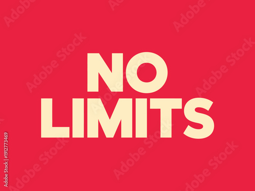 Bold cream colored words NO LIMITS are centered on a vibrant red background for impact.