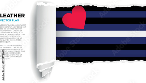 Flag of the leather. LGBTQ. Flag revealed through torn paper rolled up on a transparent background