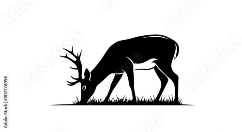 A black vector illustration of a wild deer silhouette isolated on a white background, capturing the minimalist beauty of nature and wildlife art