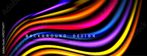 Abstract colorful waves form dynamic background. Bright hues blend, creating flowing visual texture. Modern design element.