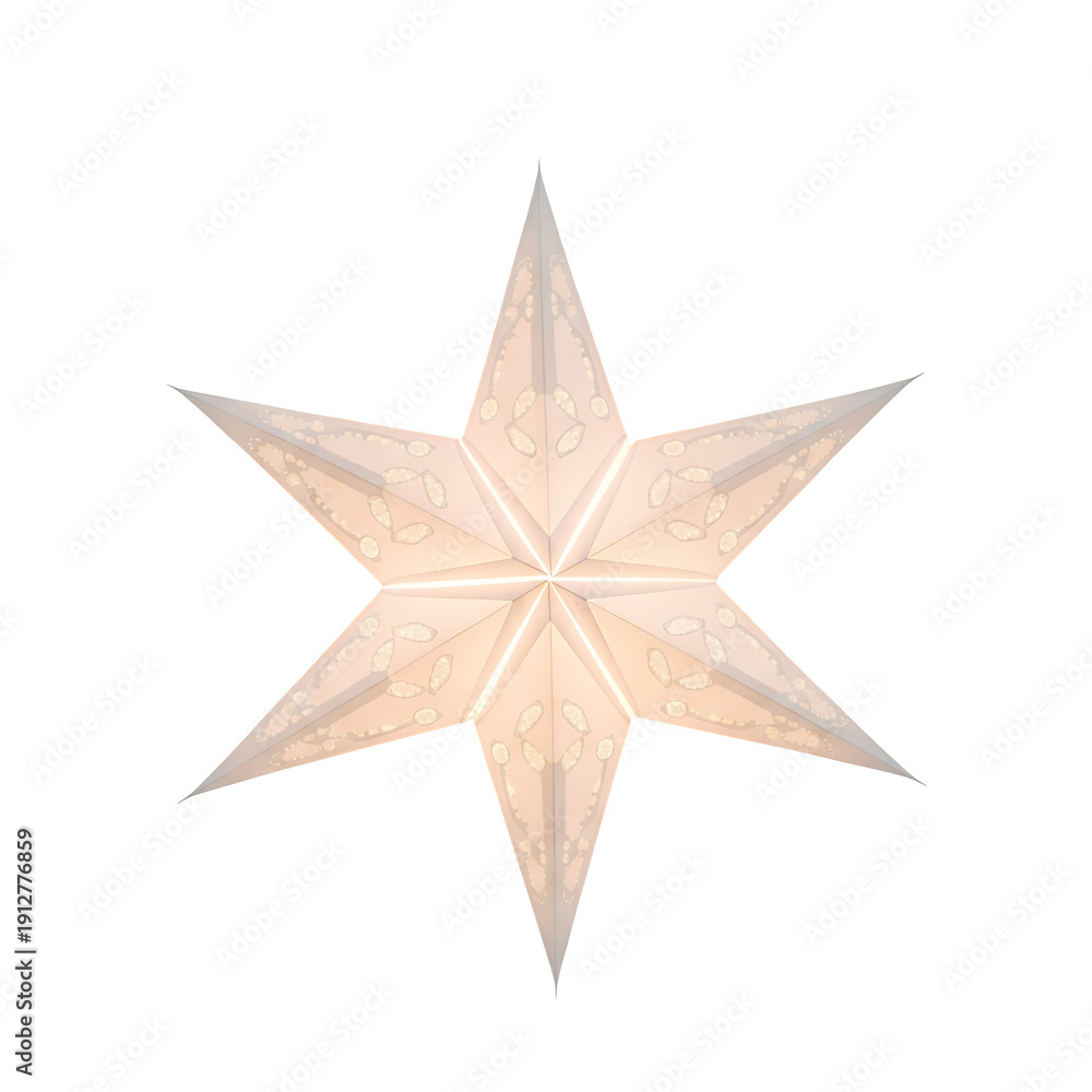 Fototapeta premium A beige star shape with eight points on transparent background