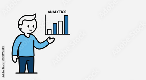 Man presenting analytics data on graph.