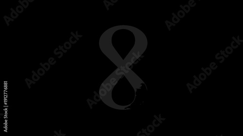 Elegant dark grey infinity symbol illustration with brush stroke texture on a stark black background, signifying eternity and continuity.