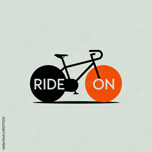A creative illustration of a bicycle integrated with the motivational phrase 'RIDE ON', expressing enthusiasm for cycling and the joy of an active lifestyle.
