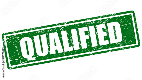 Qualified green stamp with grunge texture