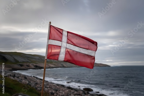 Danish flag waving in the wind