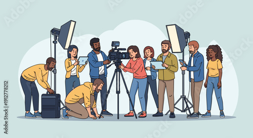 Film Crew Working on Movie Production.