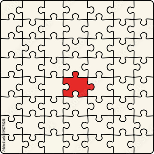 Mismatched Puzzle Piece Standing Out from Crowd Loneliness Concept