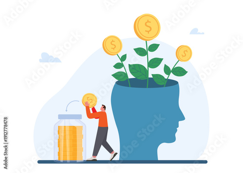 Nurturing Financial Growth and Investment Mindset Stock Illustration.