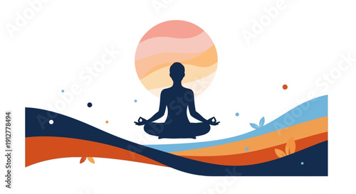 Inner Peace and Enlightenment Concept with Meditating Figure and Light Aura Illustration
