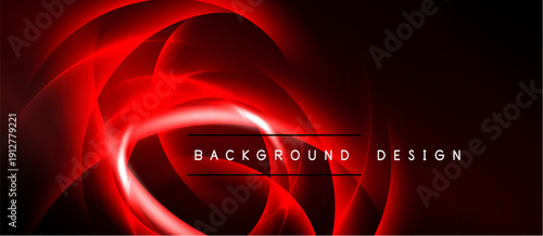 Abstract red design. Glowing lines create dynamic swirl, centered text reads background design. Dark background enhances vibrant effect.