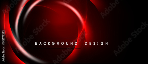 Dark red abstract background. Circular shapes create dynamic visual effect. Text reads background design. Modern, sleek presentation.
