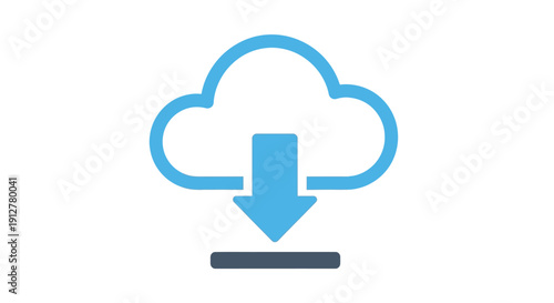 Cloud Download Icon, Data Transfer, Cloud Computing, Digital Storage, Network Connection