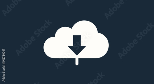 Cloud Download Icon: Digital Data Storage and Online File Transfer