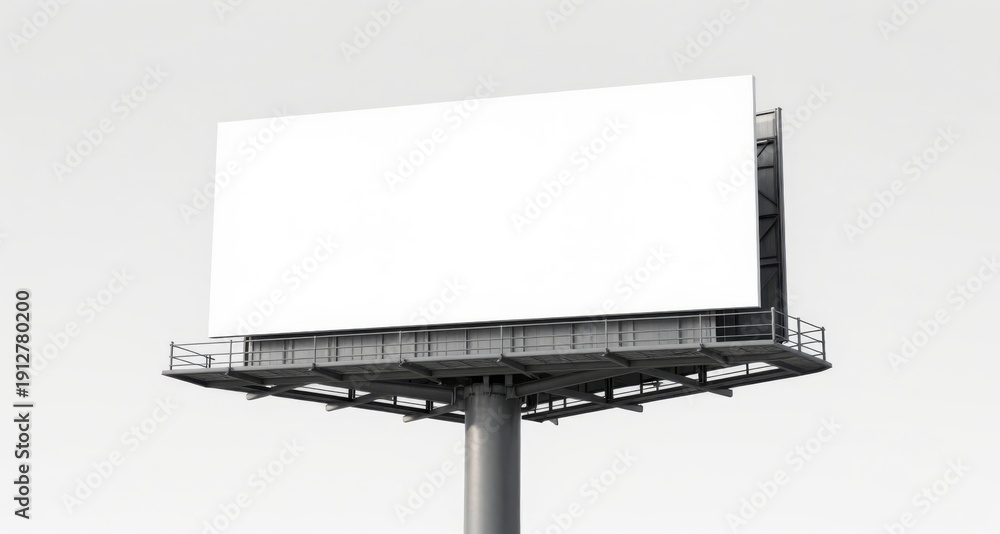 Fototapeta premium Blank Billboard Mockup Against White Sky, Perfect for Advertising Campaigns and Outdoor Media Placement