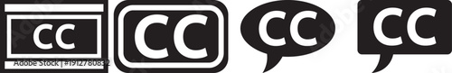 Closed caption icons. Subtitles and CC symbols. Universal Caption Symbols. accessibility, subtitles, communication symbols. Subtitles and CC symbols. Universal Caption Symbols. accessibility graphic