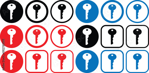 Key Icon Set for Security, Access Control, Password Protection and Login Authentication