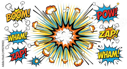 Explosion Comic Book Sound Effects BOOM WHAM ZAP POW!