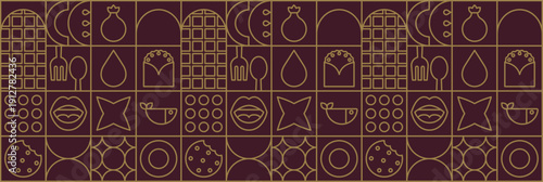 Simple abstract line mosaic of fast food with farm fresh cutlery.