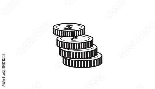 Stack of coins with dollar and euro symbols