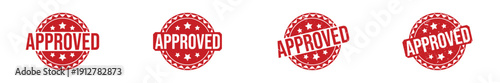 Four Red Approved Stamps with Stars in a Row circle