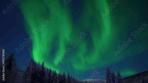Real-time footage of aurora borealis northern lights in Fairbanks, Alaska USA