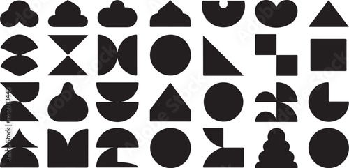 Geometric shapes collection in black and white colors