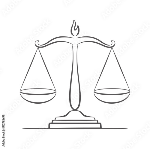 Black and line of a balanced justice scale legal