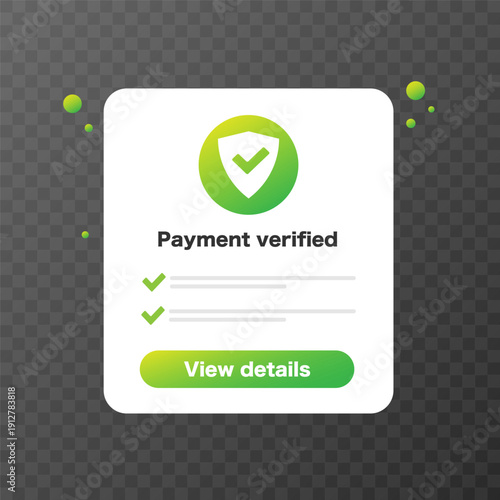 Payment Approved Confirmation UI. Vector illustration