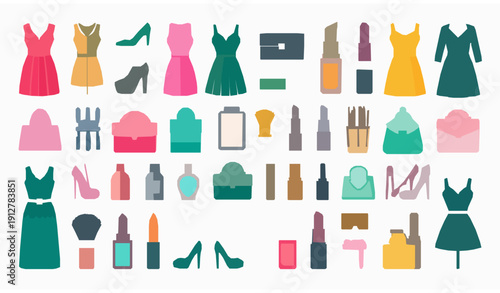 Minimal beauty and fashion solid vector icons