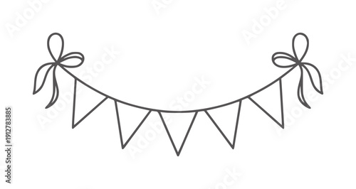 Black and line of bunting flags with bows ribbon decoration