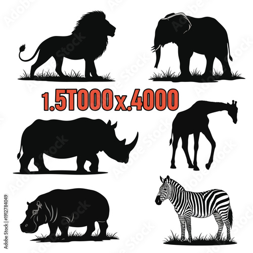Set of African wildlife silhouettes