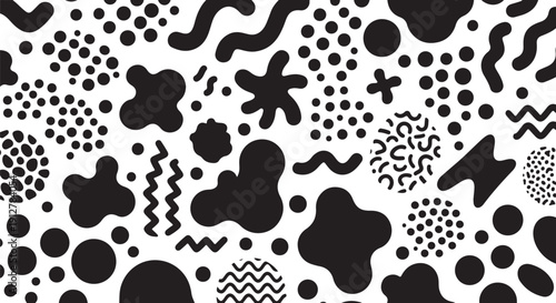 Black and white abstract shapes and patterns background design