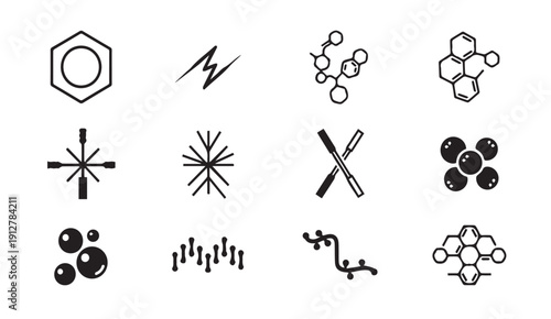 Set of modern scientific and chemical symbol icons