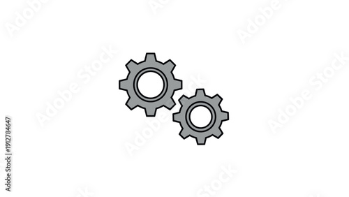 Two interlocking gears graphic on white background