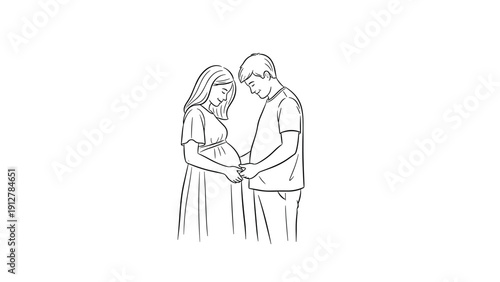 Heartwarming moment: expecting couple sharing a tender embrace in outl