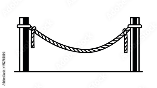 Sleek rope barrier icon in modern linear design for event security and