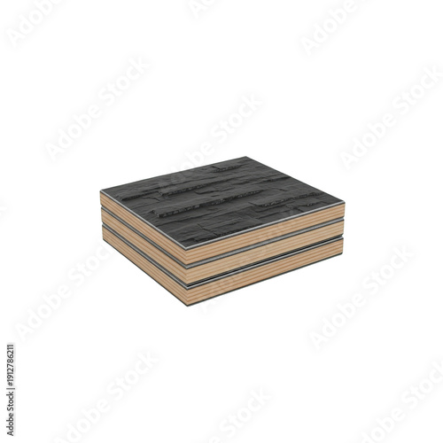 Stacked layered tile samples On Transparent Background