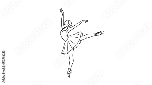 Elegant ballerina in a graceful pose captured in a linear style