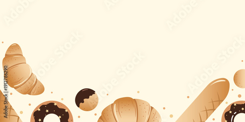 Croissant and bakery background with a frame.