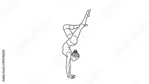 Ballet dancer performing handstand with grace and precision in linear 