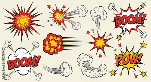 Comic Book Explosion Sound Effects: Boom, Pow, Zap - Vintage Style