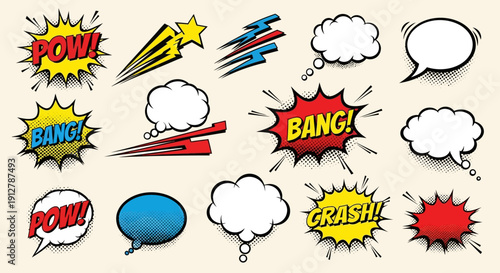 Comic Book Sound Effects and Speech Bubbles - Pow Bang Crash!